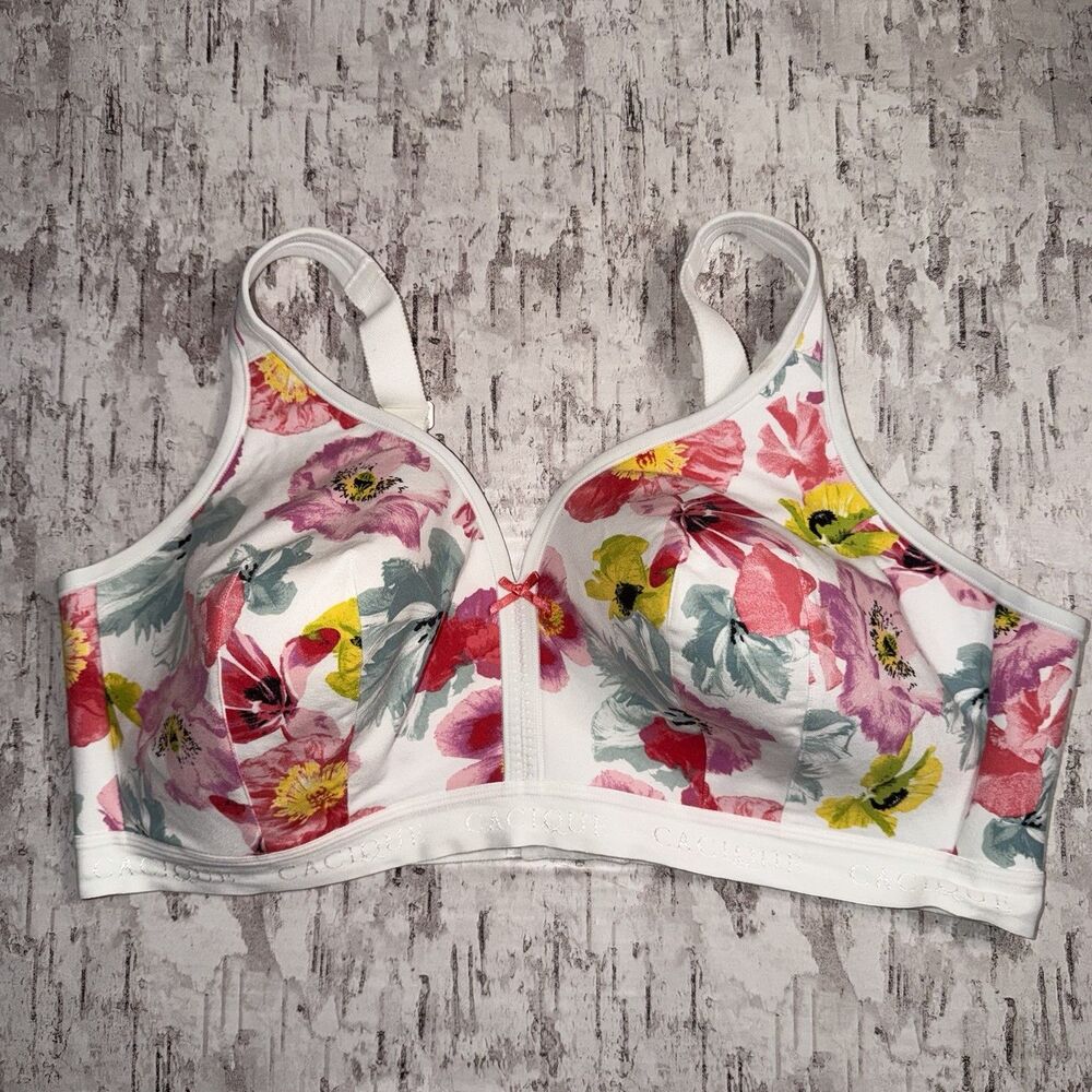 Cacique 44DD Lightly Lined No Wire Bra Floral Lane Bryant Full Coverage Support